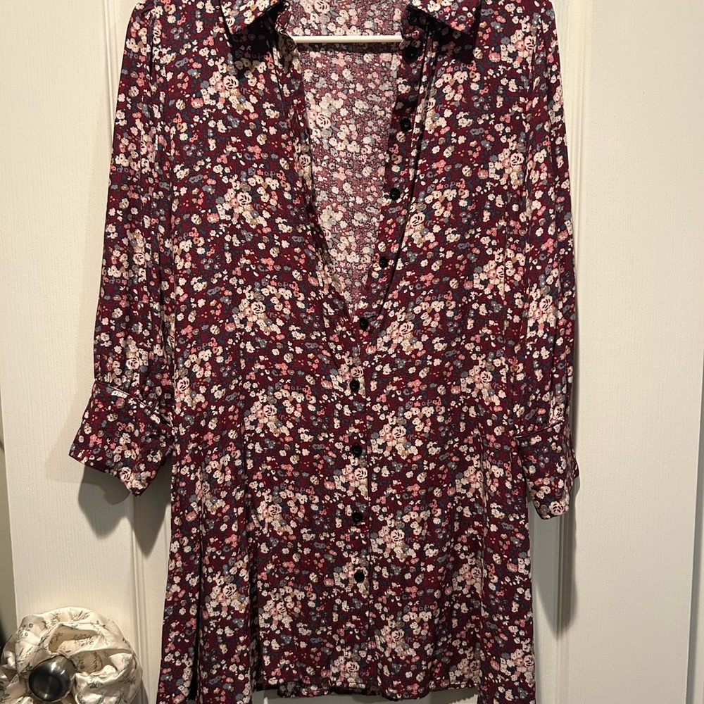 Natural Life Burgundy Floral mini dress